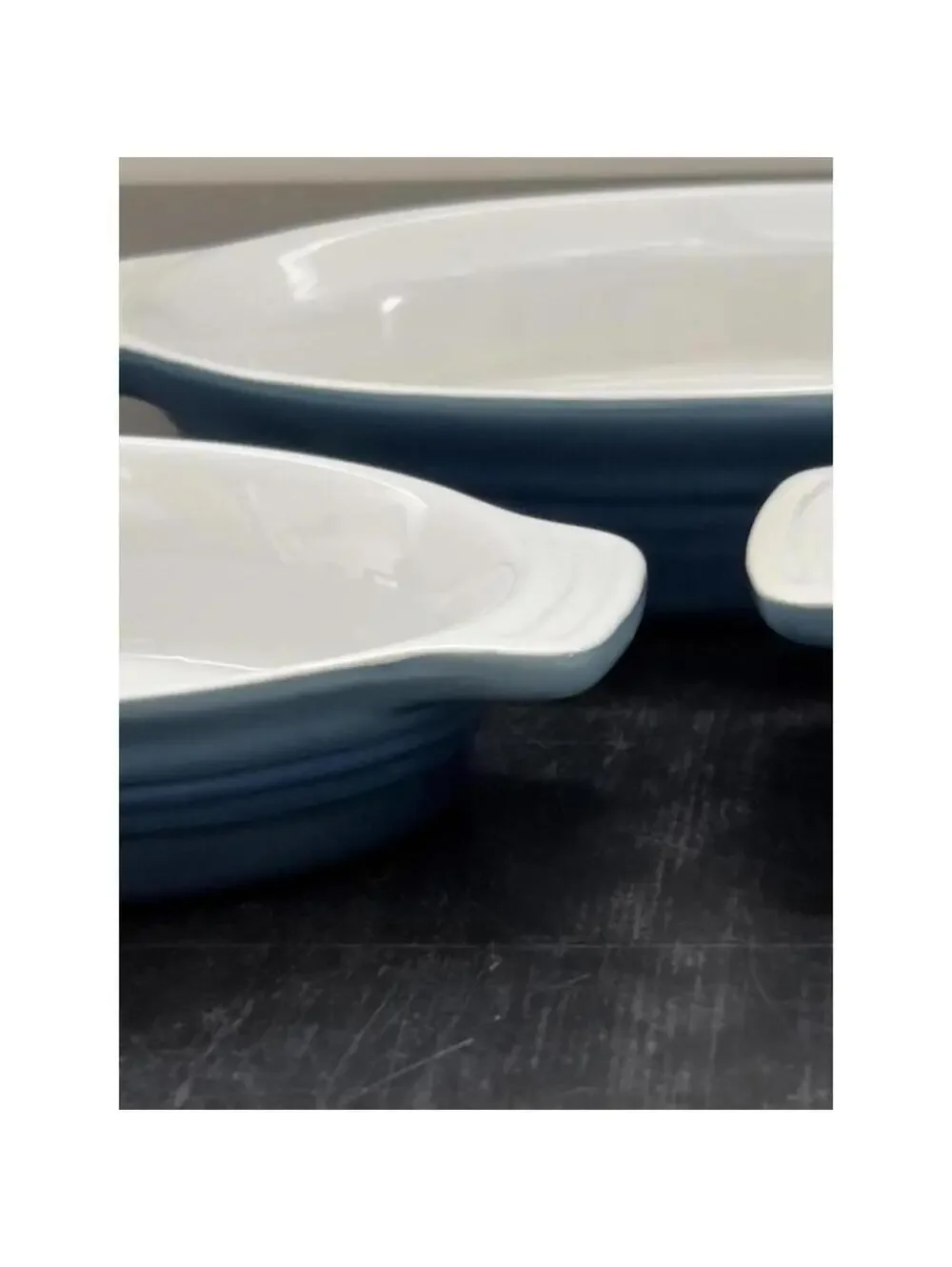 Set of 3 Gradient Blue and White Ceramic 12